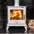 Ivory Enamel - Ecosy+ Rock Landscape 5kw - Defra Approved - Eco Design Ready - Multi-Fuel Stove - Cast Iron